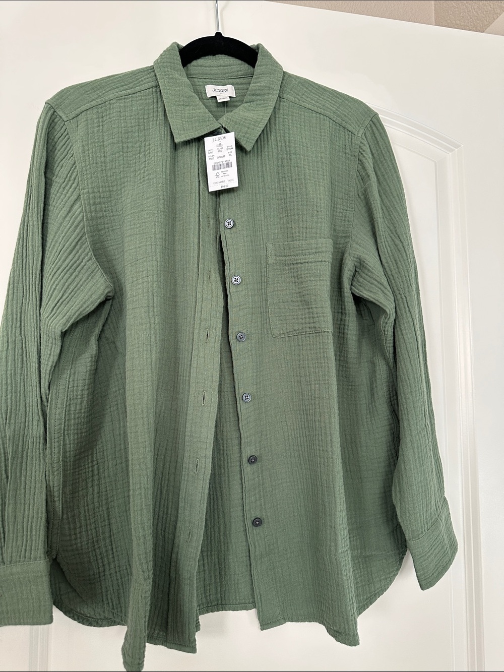 J. Crew Men's Sage Green Textured Button-Down Shirt